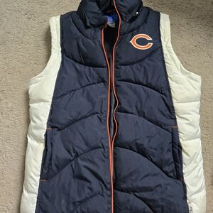 Reebok Navy & Cream Quilted Puffer Vest with Orange Trim
